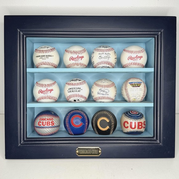 Chicago Cubs Wall Display Case One Size Blue MLB Baseball Lillian Vernon 12 Ball